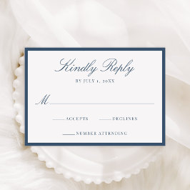 Moderne Navy-Rahmen-Hochzeit RSVP Karte