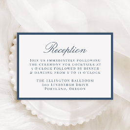 Moderne Navy-Rahmen-Hochzeitsempfang Begleitkarte
