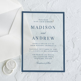 Moderne Navy-Rand-Hochzeit Acryleinladungen