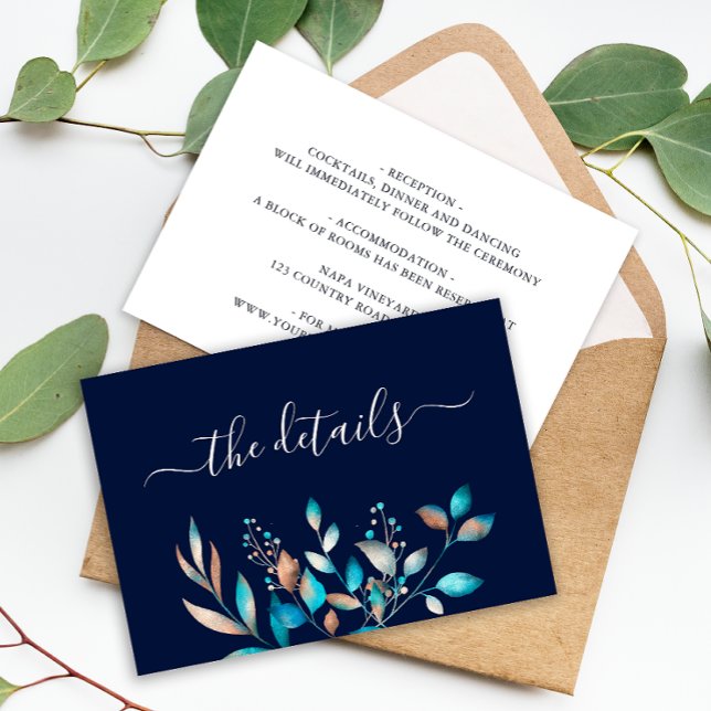 Moderne Navy Rustikale Hochzeit Begleitkarte (Von Creator hochgeladen)