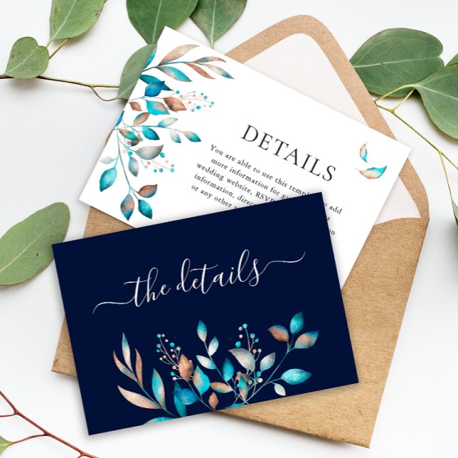 Moderne Navy Rustikale Hochzeit Begleitkarte (Von Creator hochgeladen)