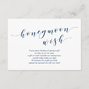 Moderne Navy-Schrift, Hochzeitshoneymoon-Wunschfon Begleitkarte