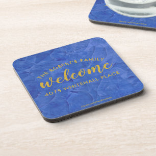 Moderne Navy- und Gold-Personalisierte Name Getränkeuntersetzer