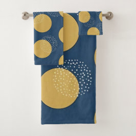 Moderne Navy und Gold Polka Punkt Badhandtuch Set