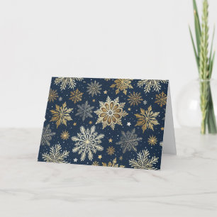 Moderne Navy- und Gold-Schneeflocken anpassen Feiertagskarte