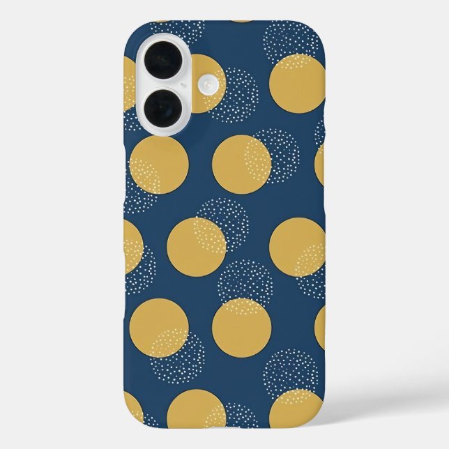 Moderne Navy und goldene Polka-Punkte Case-Mate iPhone Hülle (Rückseite)
