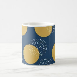 Moderne Navy und goldene Polka-Punkte Kaffeetasse