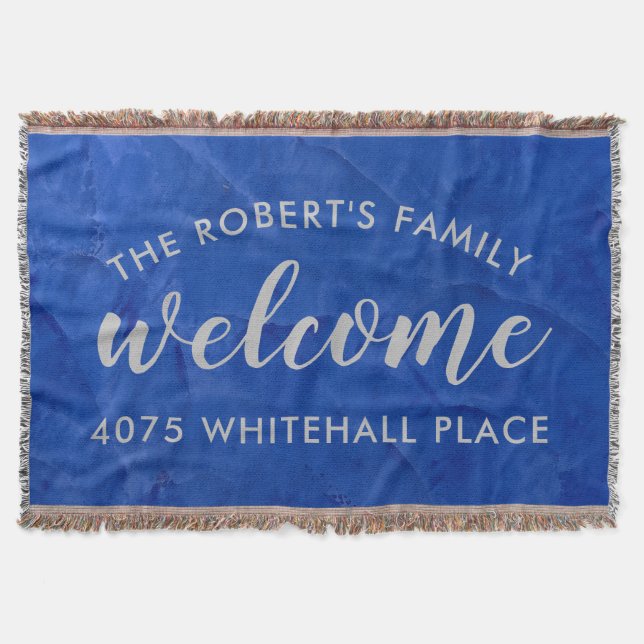 Moderne Navy und personalisierter Name in Silber Decke (Vorderseite)