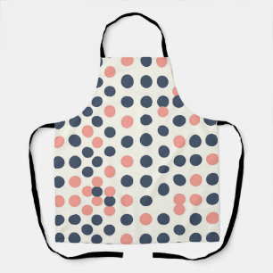 Moderne Navy- und Pfirsich-Geometric-Polka-Punkte Schürze