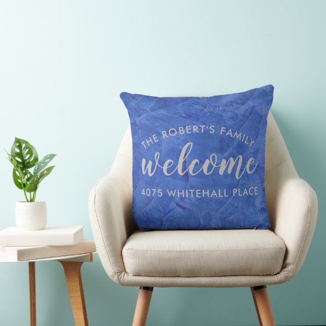 Moderne Navy- und Silber-Personalisierte Name Kissen (Stuhl )
