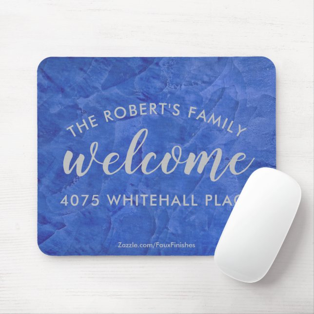Moderne Navy- und Silber-Personalisierte Name Mousepad (Mit Mouse)