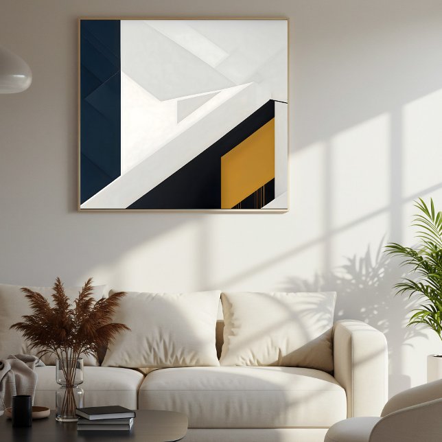 Moderne Navy-Weiß-Gold-Geometrie-Schicht Poster (Von Creator hochgeladen)
