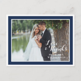 Moderne Navy White Wedding Vielen Dank Foto Postca Postkarte
