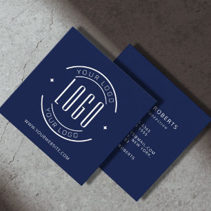 Moderne navyblaue einfache Fügen Sie Ihr Logo hinz Quadratische Visitenkarte