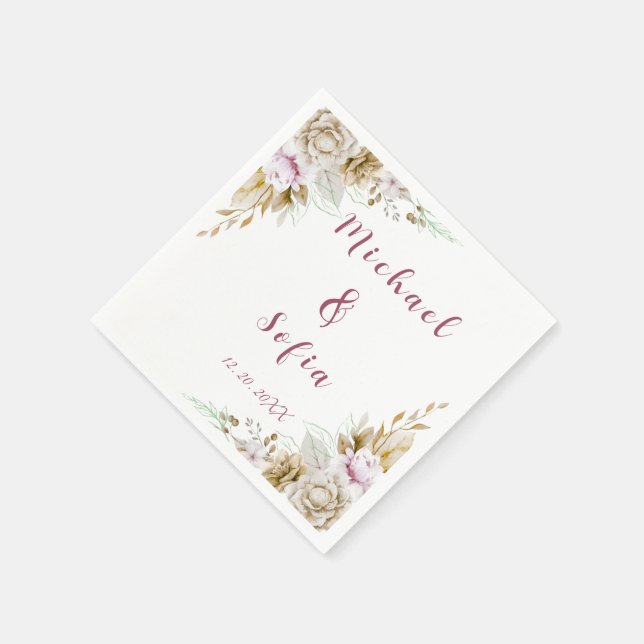 Moderne Neapel-Hochzeiten in Weiß und Rosa Serviette (Ecke)