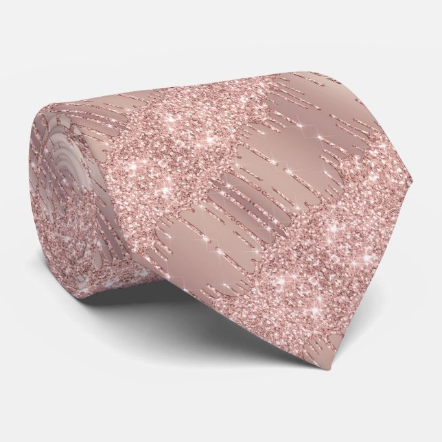 Moderne Neck-Bindung mit Rose-Gold-Blush-Glitzer-T Krawatte (Gerollt)