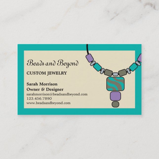 Moderne Necklace Juwelier Business Card Visitenkarte (Vorderseite)