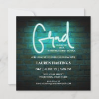 Moderne Neon 2023 Foto Graduation Party Einladung