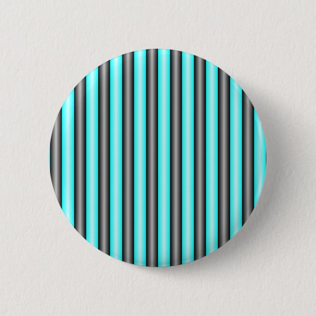 Moderne Neon Blue und Black 3D Metal Effect Stripe Button (Vorderseite)
