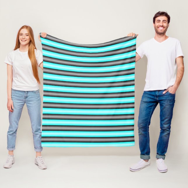 Moderne Neon Blue und Black 3D Metal Effect Stripe Fleecedecke (Beispiel)