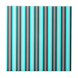 Moderne Neon Blue und Black 3D Metal Effect Stripe Fliese