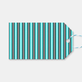 Moderne Neon Blue und Black 3D Metal Effect Stripe Geschenkanhänger
