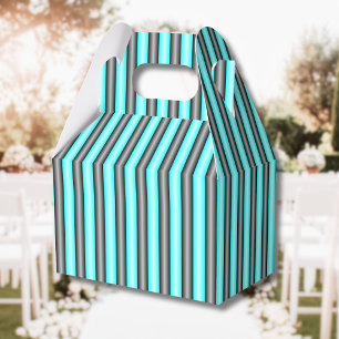 Moderne Neon Blue und Black 3D Metal Effect Stripe Geschenkschachtel