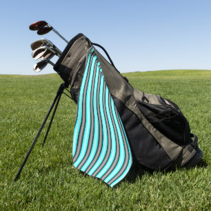 Moderne Neon Blue und Black 3D Metal Effect Stripe Golfhandtuch