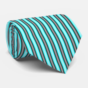Moderne Neon Blue und Black 3D Metal Effect Stripe Krawatte