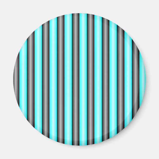 Moderne Neon Blue und Black 3D Metal Effect Stripe Magnet (Vorne)