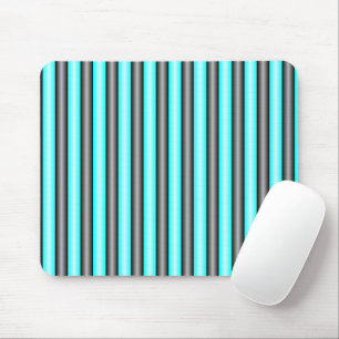 Moderne Neon Blue und Black 3D Metal Effect Stripe Mousepad