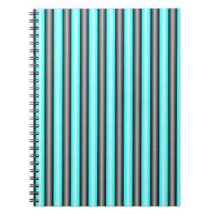 Moderne Neon Blue und Black 3D Metal Effect Stripe Notizblock