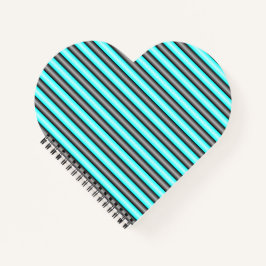Moderne Neon Blue und Black 3D Metal Effect Stripe Notizbuch