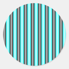 Moderne Neon Blue und Black 3D Metal Effect Stripe Runder Aufkleber