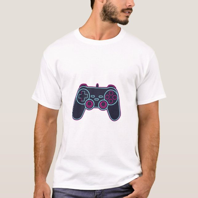 Moderne Neon-Gaming-Controller-Weiß-Cotton-T-Shirt T-Shirt (Vorderseite)