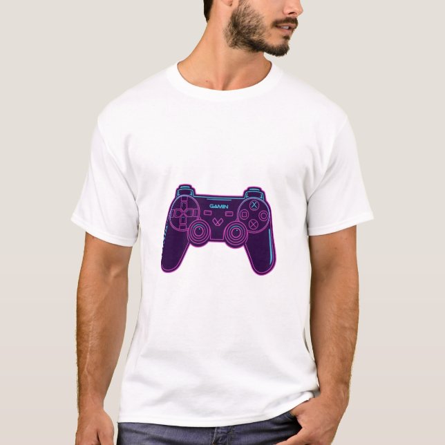 Moderne Neon-Gaming-Controller-Weiß-Cotton-T-Shirt T-Shirt (Vorderseite)