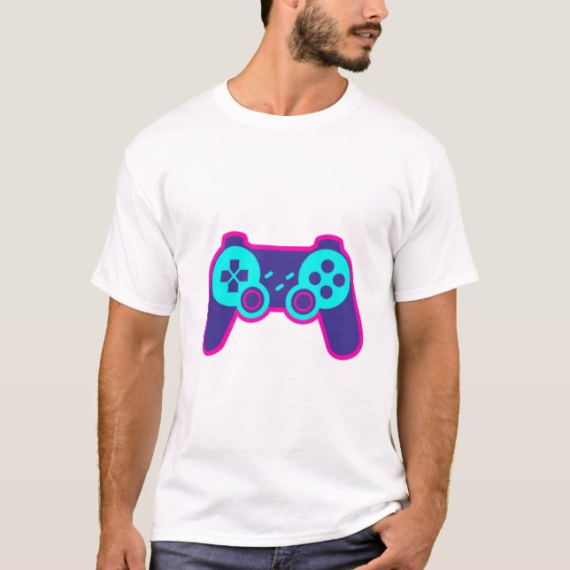 Moderne Neon-Gaming-Controller-Weiß-Cotton-T-Shirt T-Shirt (Vorderseite)