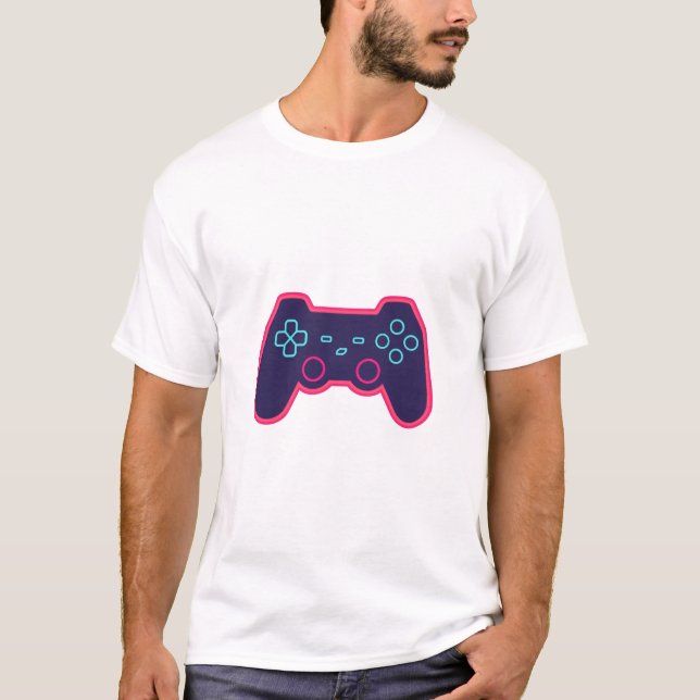 Moderne Neon-Gaming-Controller-Weiß-Cotton-T-Shirt T-Shirt (Vorderseite)