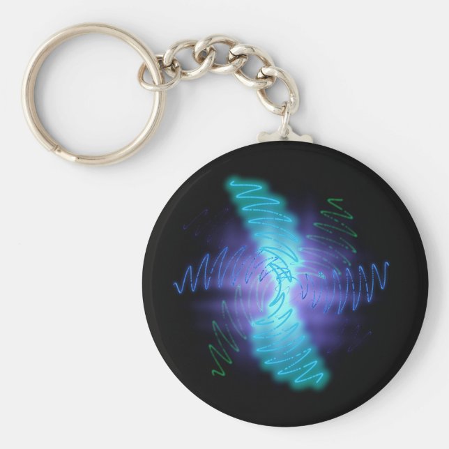 Moderne Neon Glows Sound Waves Schlüsselanhänger (Vorne)