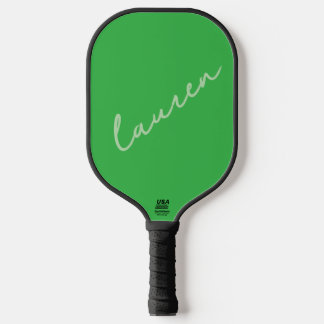 Moderne Neon-Grüne Skriptname  Pickleball Schläger