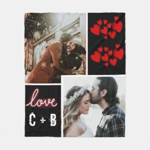 Moderne Neon Liebe Typografie und FotoCollage Fleecedecke