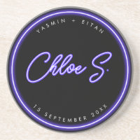Moderne Neon Lila Script Name Gastgeschenk Hochzei