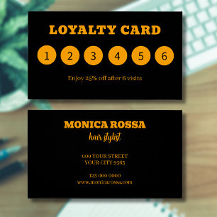 Moderne Neon Orange Black Loyalty Cards