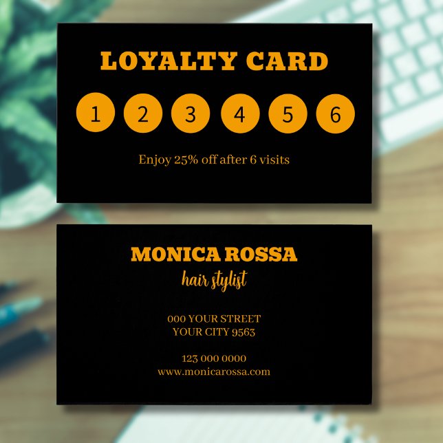 Moderne Neon Orange Black Loyalty Cards (Von Creator hochgeladen)