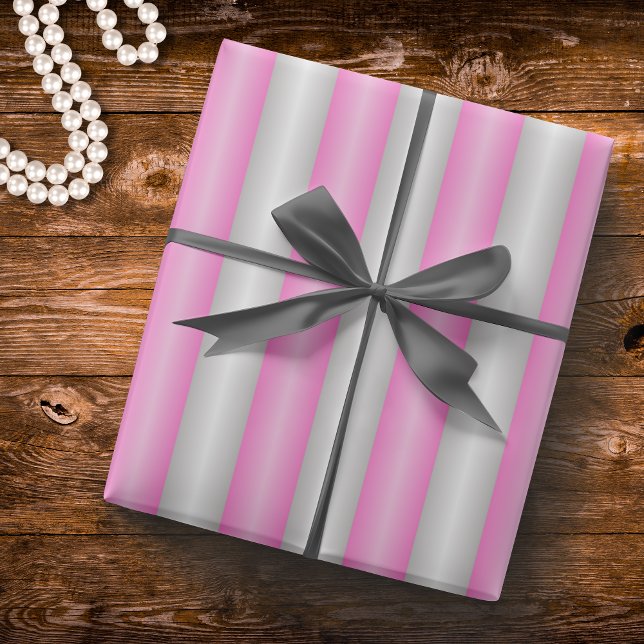Moderne Neon-Pink-Streifen mit 3D-Effekt Geschenkpapier (Von Creator hochgeladen)