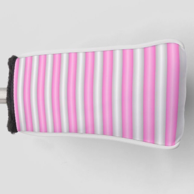 Moderne Neon-Pink-Streifen mit 3D-Effekt Golf Headcover (Vorderseite)