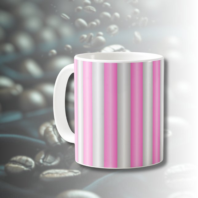 Moderne Neon-Pink-Streifen mit 3D-Effekt Kaffeetasse (Von Creator hochgeladen)