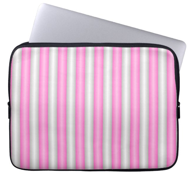 Moderne Neon-Pink-Streifen mit 3D-Effekt Laptopschutzhülle (Vorderseite)
