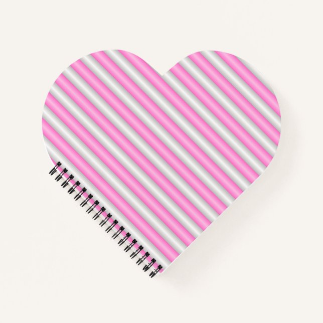 Moderne Neon-Pink-Streifen mit 3D-Effekt Notizbuch (Vorderseite)