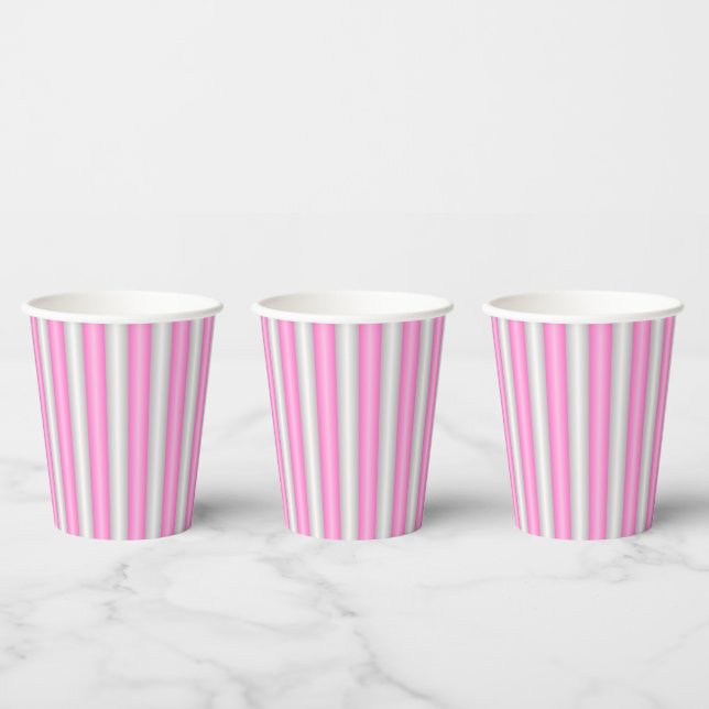 Moderne Neon-Pink-Streifen mit 3D-Effekt Pappbecher (Multi)